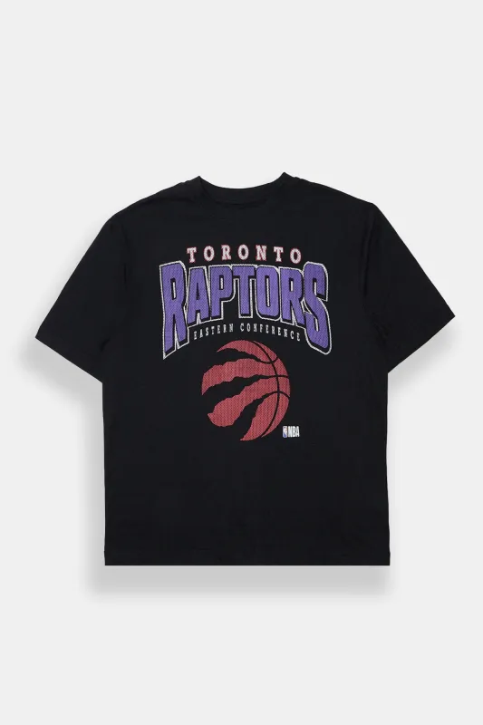 T-shirt surdimensionné imprimé à effet maille Toronto Raptors homme made by West49