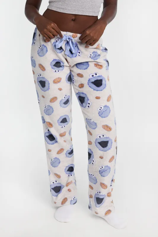 Pantalon de pyjama en peluche imprimé Cookie Monster made by Sesame Street