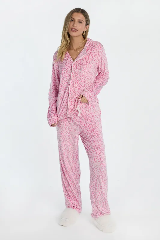Barbie Leopard Velour 2-Piece Pajama Shirt & Pant Set made by Barbie