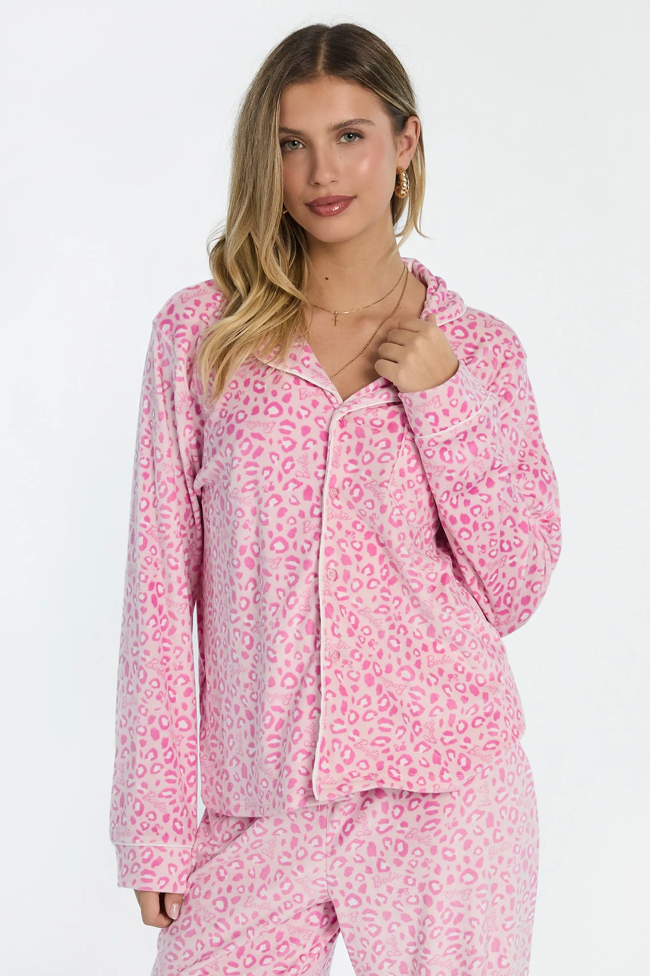 Barbie Leopard Velour 2-Piece Pajama Shirt & Pant Set sold by West49 product image thumbnail 3