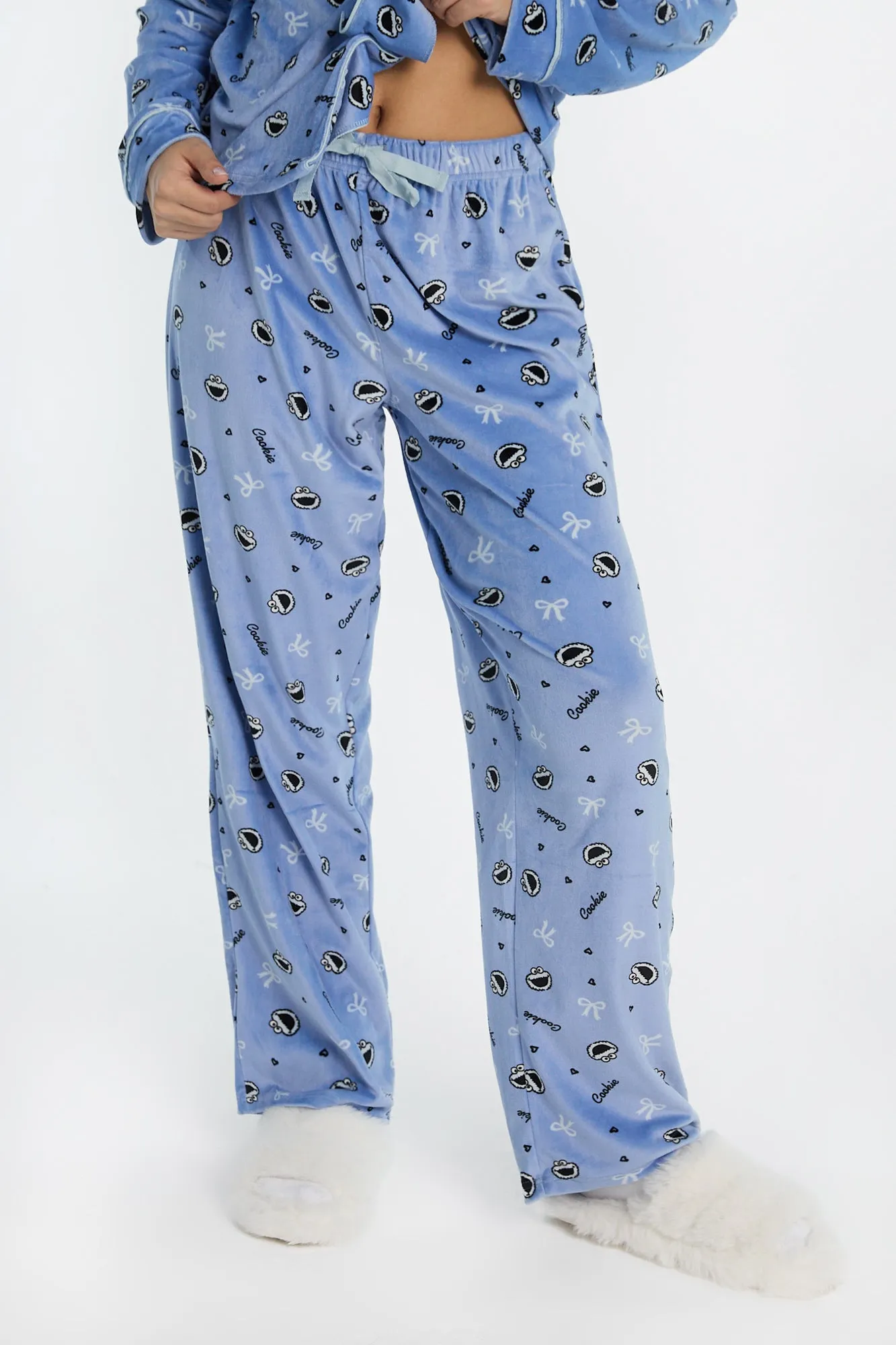 Cookie Monster Velour 2-Piece Pajama Shirt & Pant Set sold by West49 product image thumbnail 4