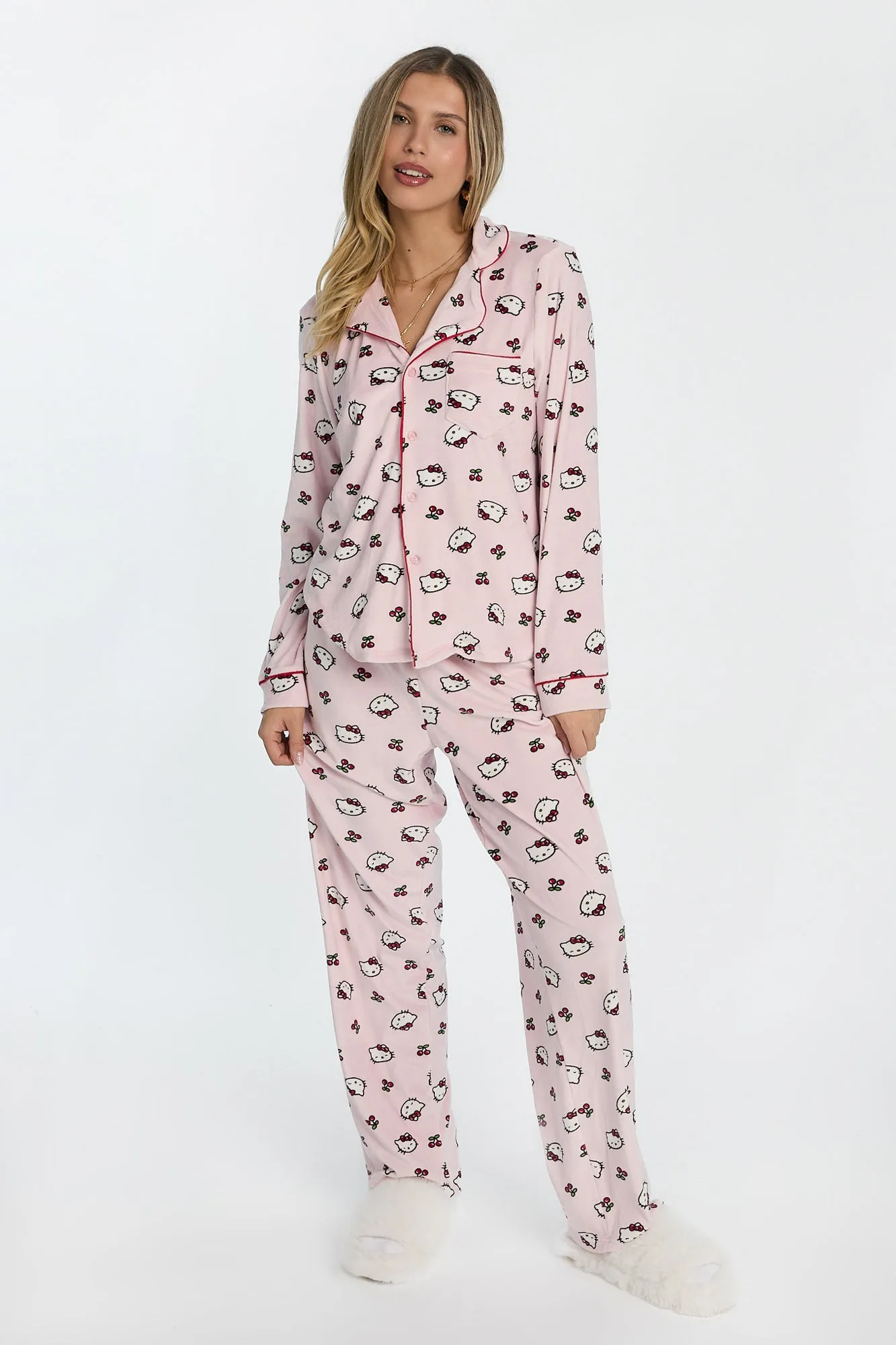 Hello Kitty Cherries Velour 2-Piece Pajama Shirt & Pant Set sold by West49
