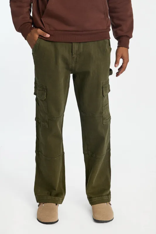 Jean cargo délavé vert foncé homme sold by West49