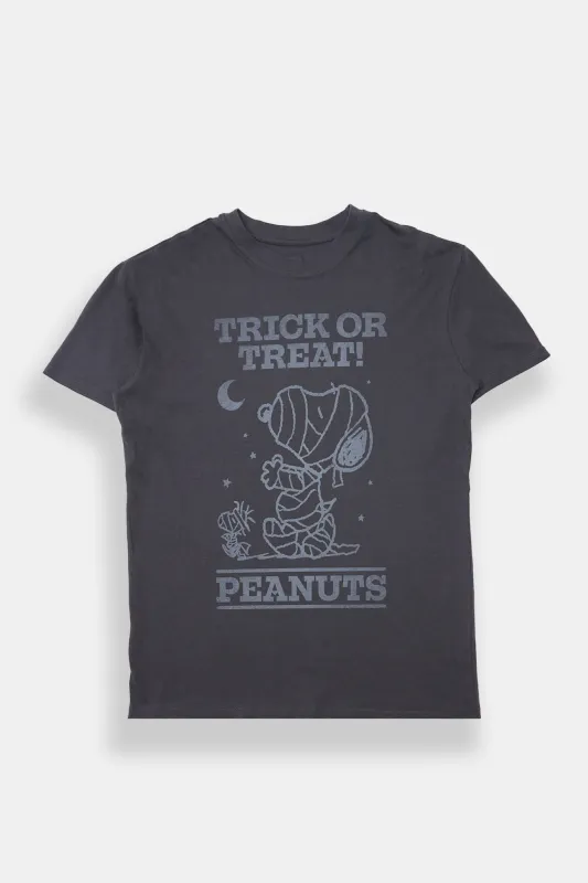 T-shirt coupe boyfriend imprimé Trick Or Treat! Peanuts made by Peanuts