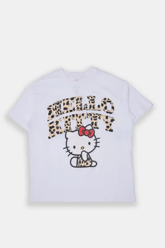 T-shirt coupe boyfriend imprimé léopard Hello Kitty sold by West49