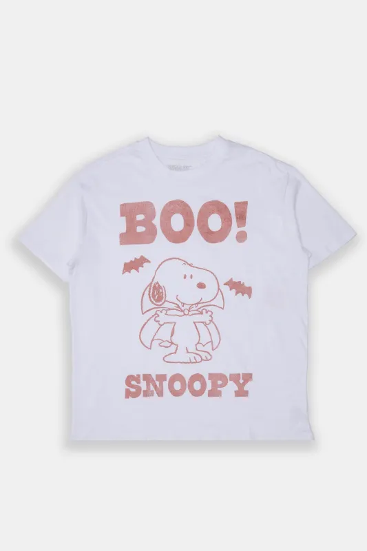 T-shirt coupe boyfriend imprimé Snoopy Boo! made by Peanuts