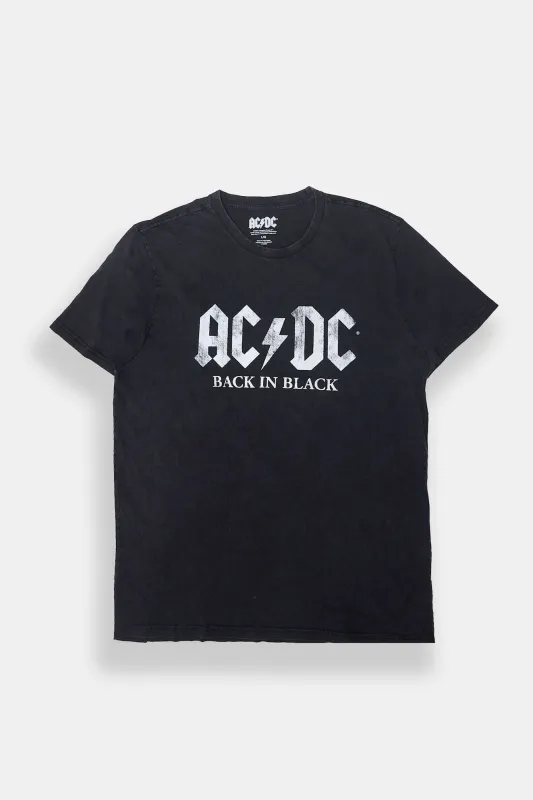 Mens AC/DC Back In Black Stonewash T-Shirt sold by West49