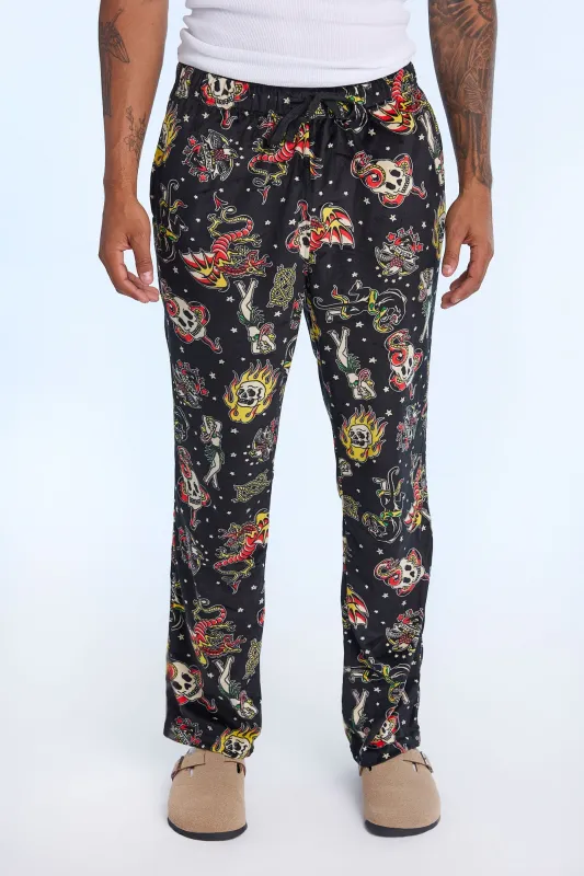 Pantalon de pyjama en peluche motif tattoo homme sold by West49