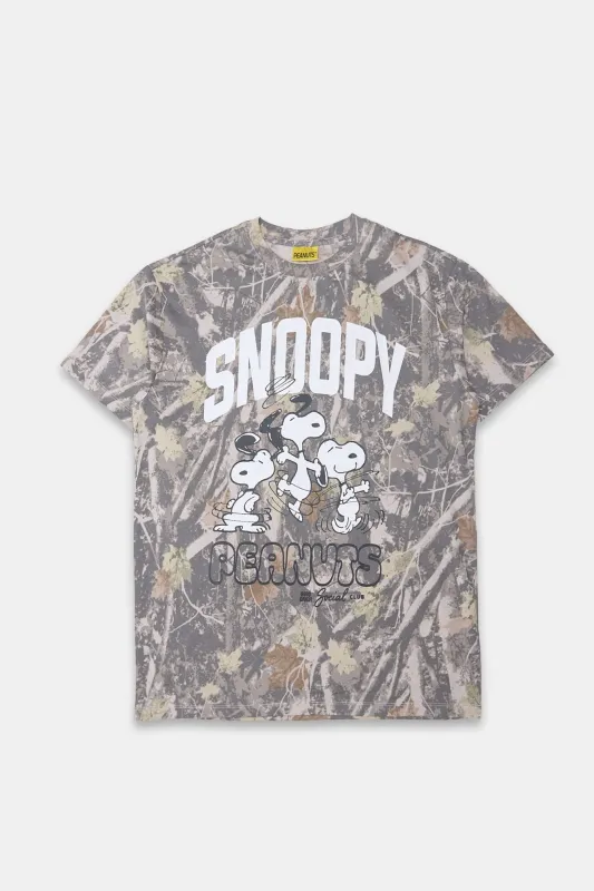 T-shirt coupe boyfriend camouflage arbres Peanuts Snoopy sold by West49