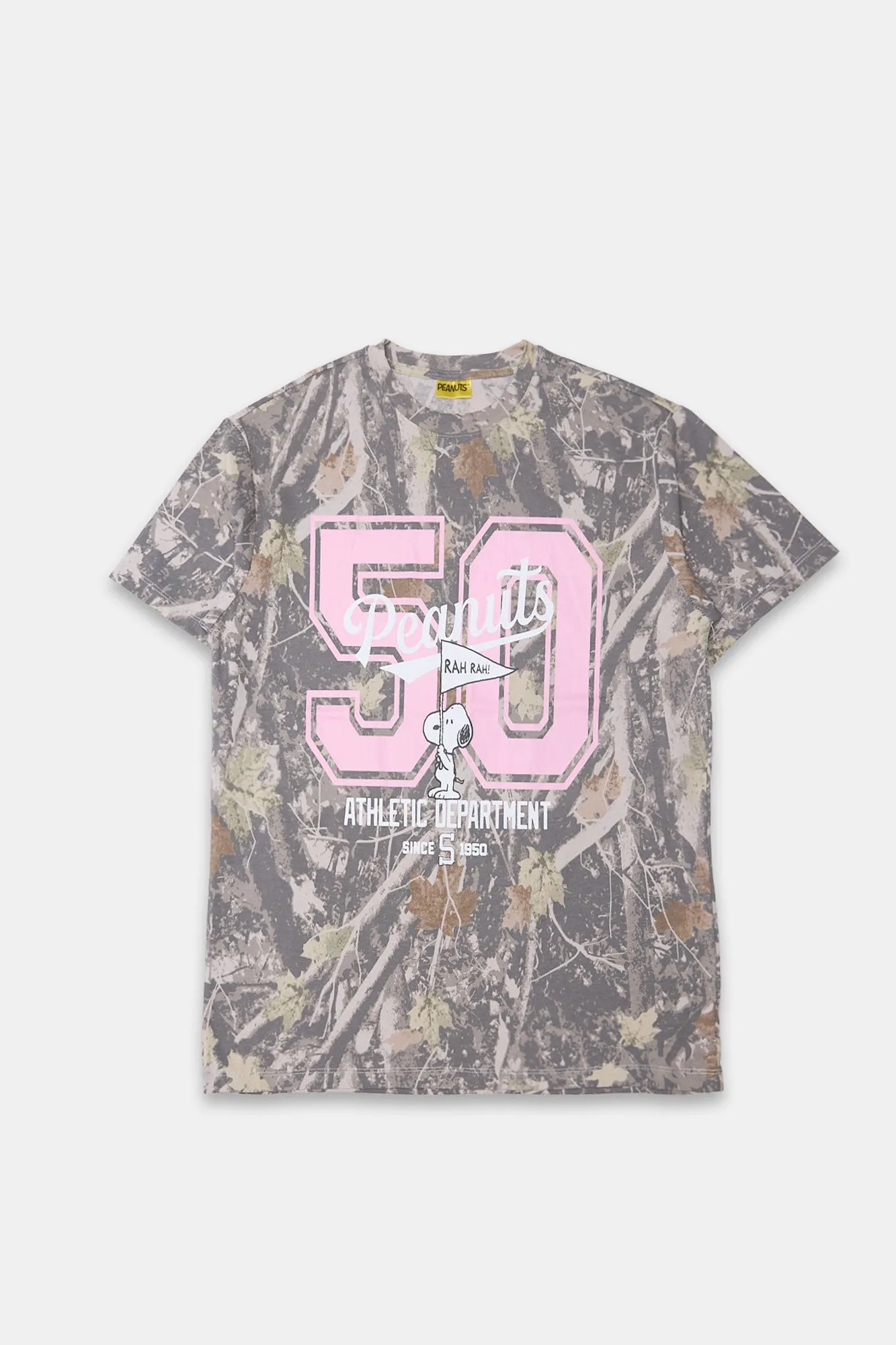 Peanuts 50 Tree Camo Boyfriend Tee sold by West49