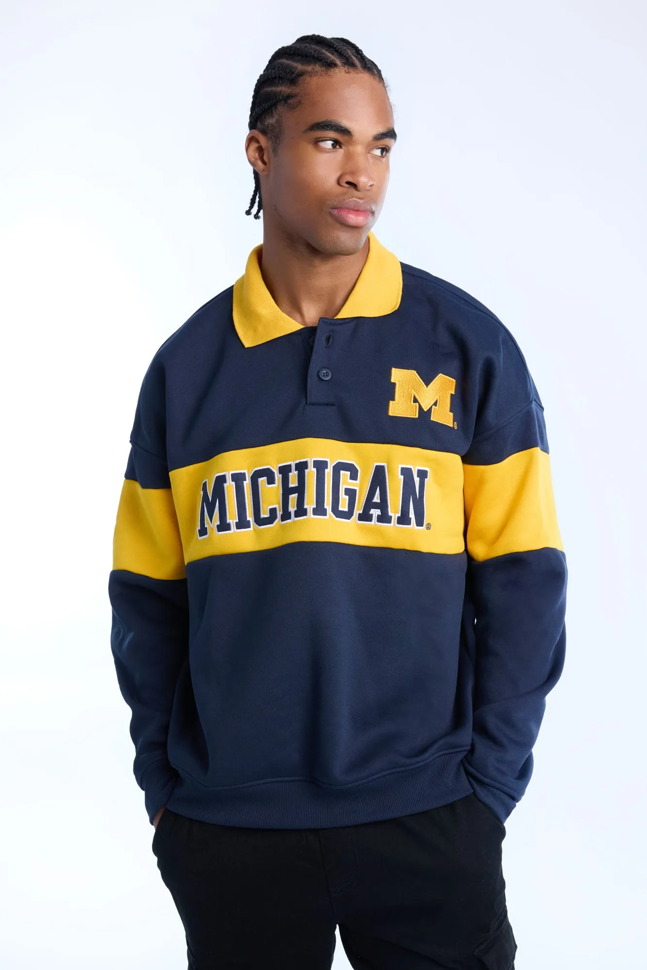 Sweatshirt à col polo bicolore Michigan homme sold by West49