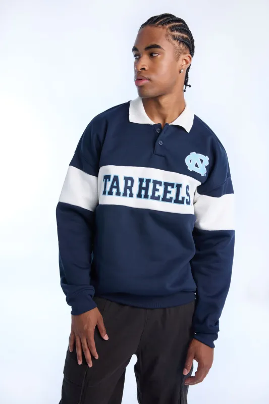 Mens UNC Colour Block Polo Sweatshirt made by West49