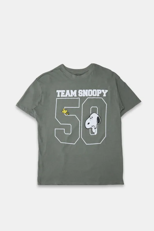 T-shirt coupe boyfriend imprimé Team Snoopy 50 sold by West49