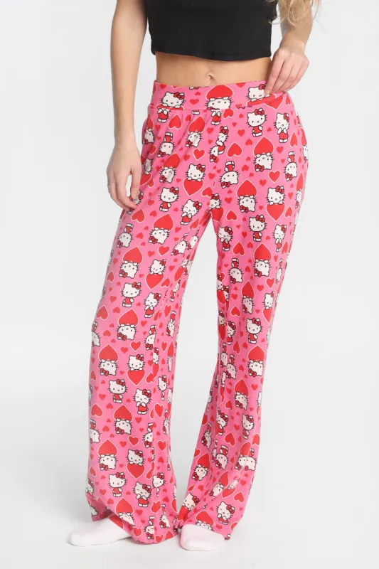 Pantalon pyjama à jambes larges super doux gros coeur Hello Kitty sold by West49