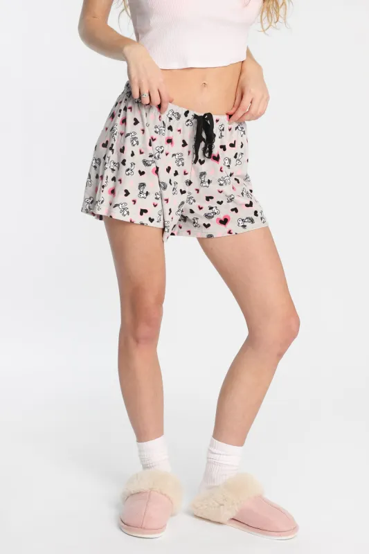 Peanuts Heart Velour Pajama Shorts sold by West49