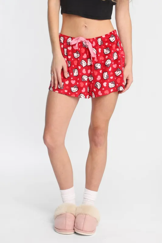 Hello Kitty Heart Velour Pajama Shorts sold by West49