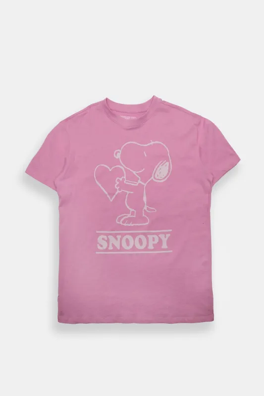 T-shirt coupe boyfriend imprimé coeur Peanuts Snoopy sold by West49