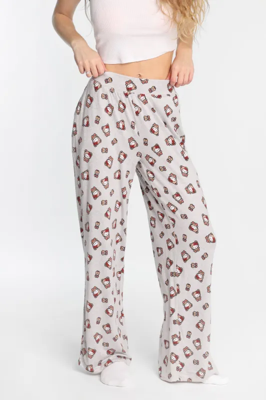 Pantalon pyjama à jambes larges super doux imprimé ours en peluche Hello Kitty made by Hello Kitty