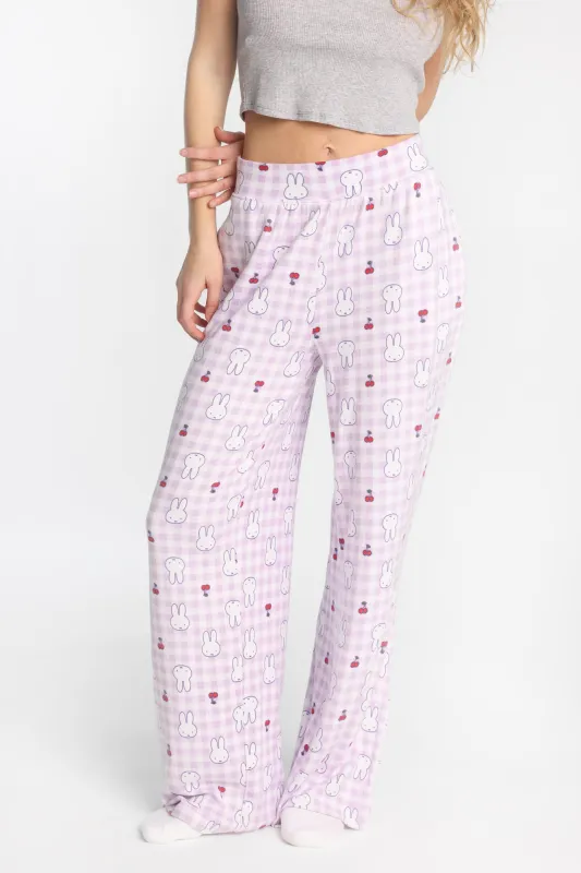 Pantalon pyjama à jambes larges super doux imprimé cerise Miffy made by Hello Kitty
