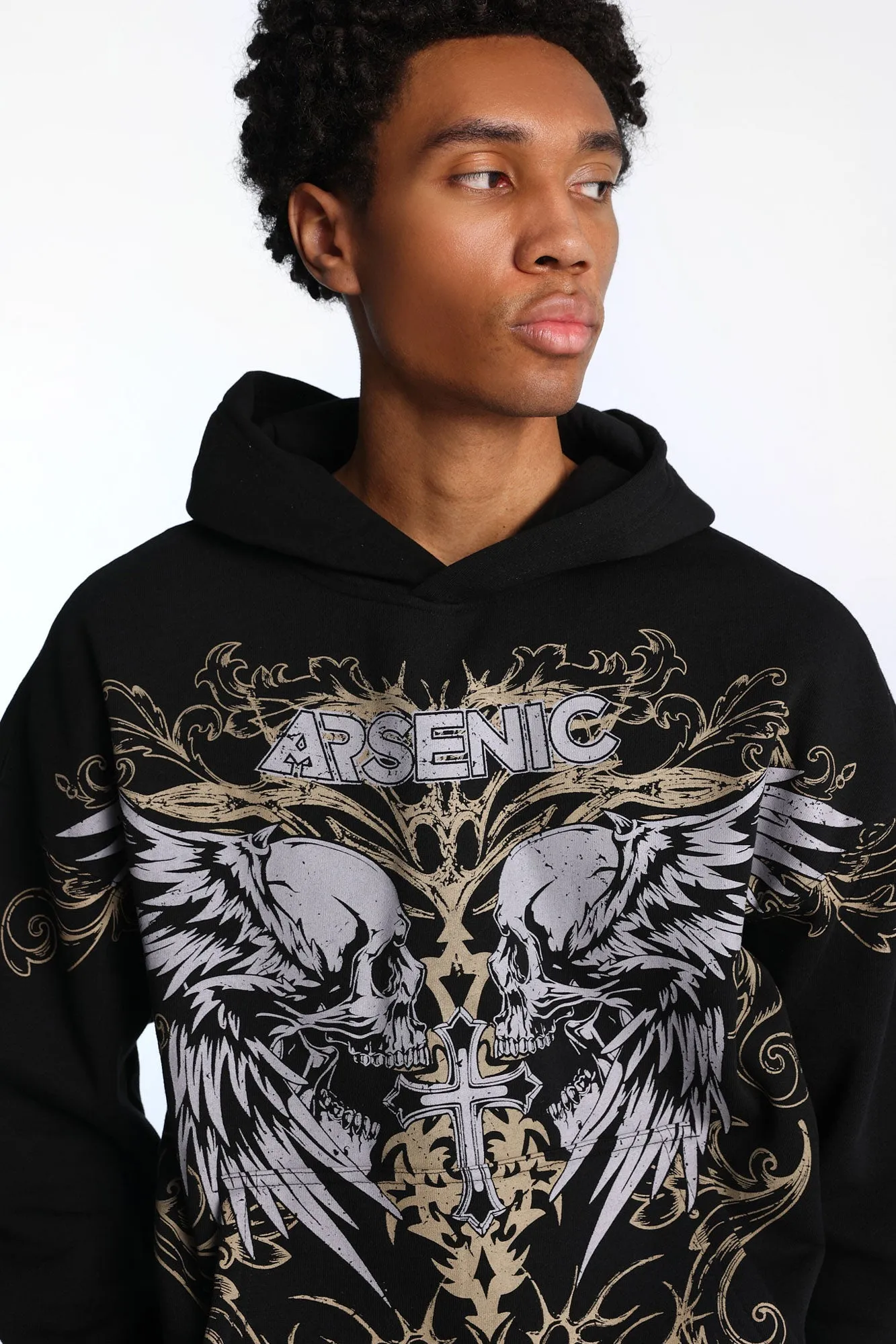 Haut à capuchon imprimé crânes ailés Arsenic sold by West49 product image thumbnail 2
