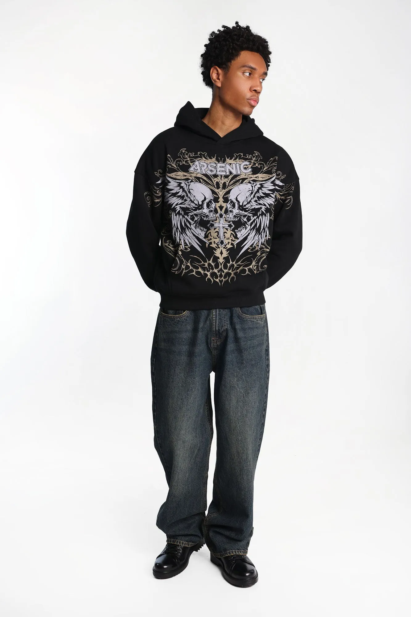 Haut à capuchon imprimé crânes ailés Arsenic sold by West49 product image thumbnail 4