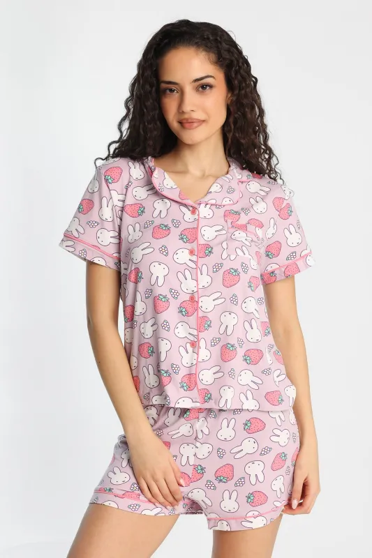 Ensemble chemise et short pyjama imprimé de fraises Miffy sold by West49