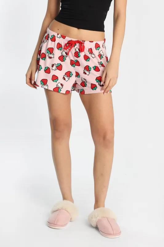 Short de pyjama en velour imprimé de fraises Hello Kitty made by Hello Kitty