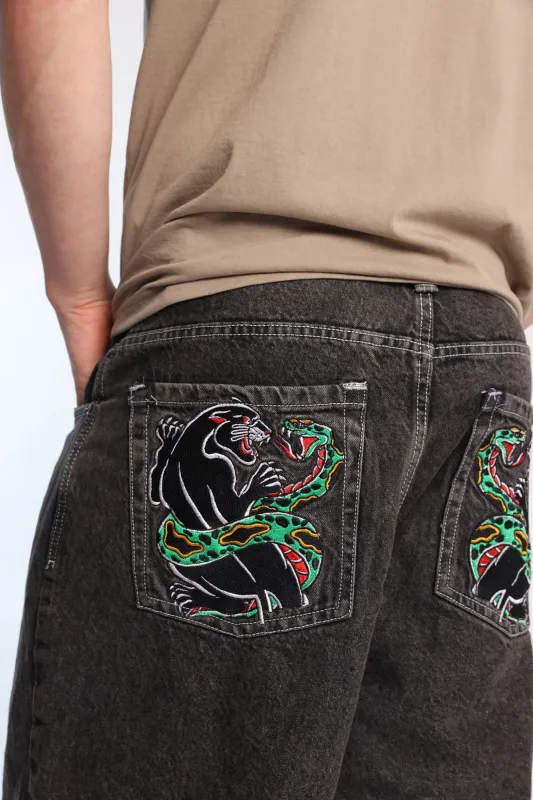 Baggy Skater Embroidered Jeans sold by West49