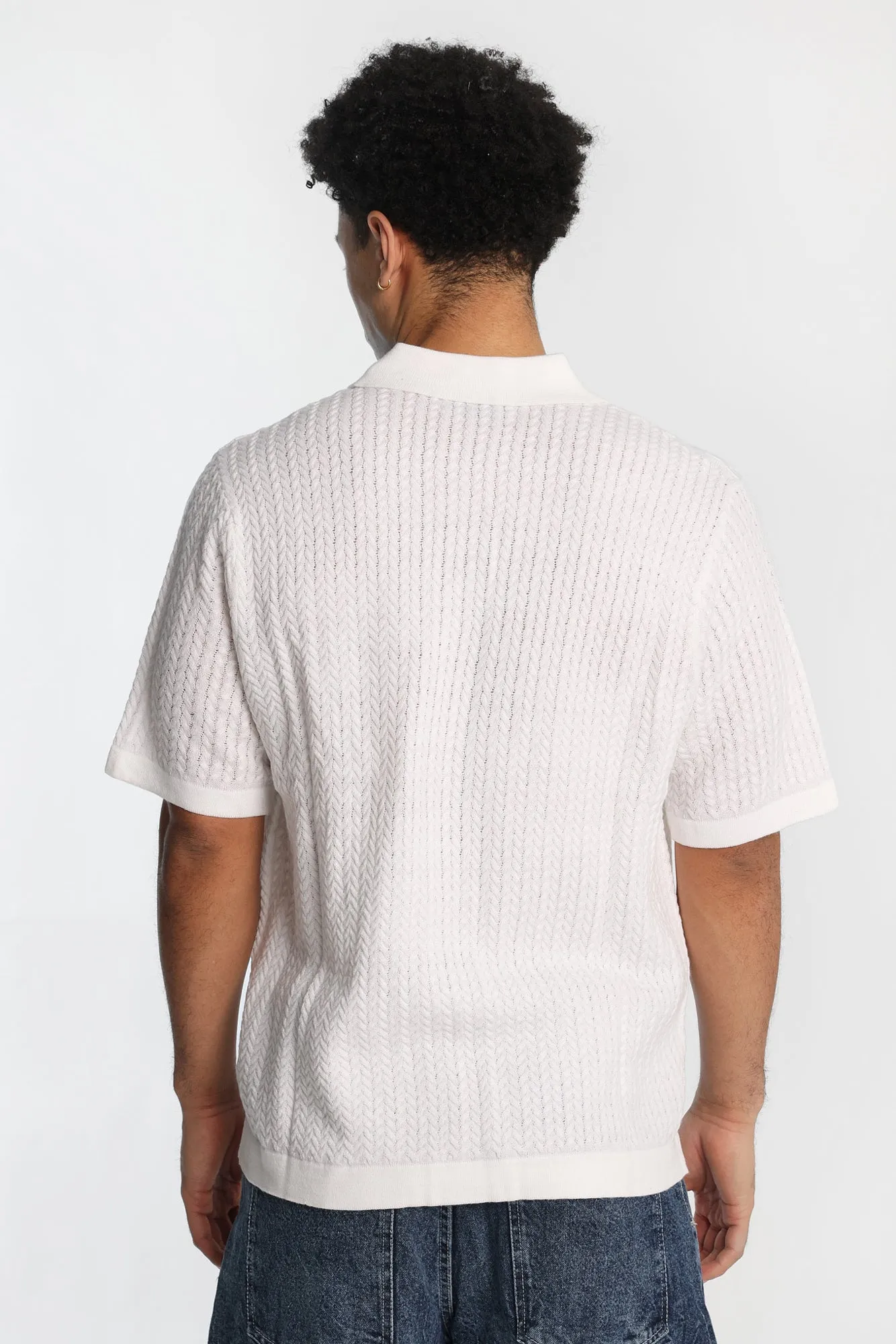 Chemise en tricot motif chevrons à manches courtes à boutons sold by West49 product image thumbnail 3