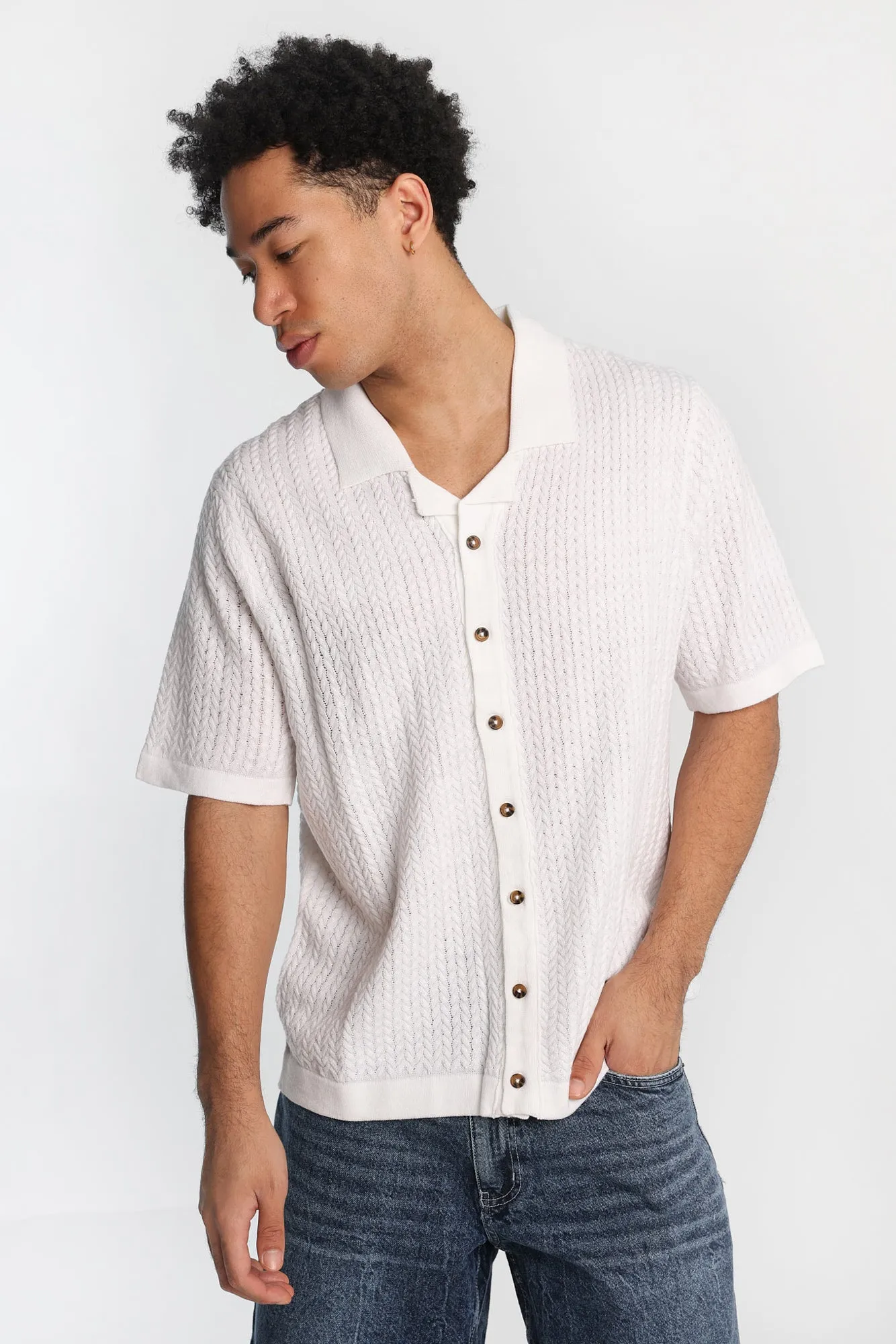 Chevron Short Sleeve Button-Up Shirt sold by West49