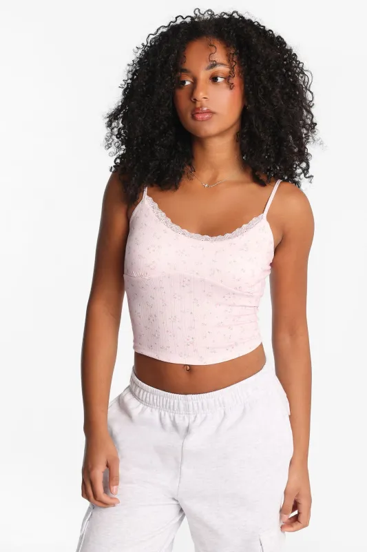 AERO Pointelle Knit Cropped Cami made by Aeropostale