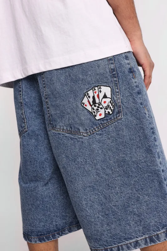 Short en jean ample brodé made by Bluenotes