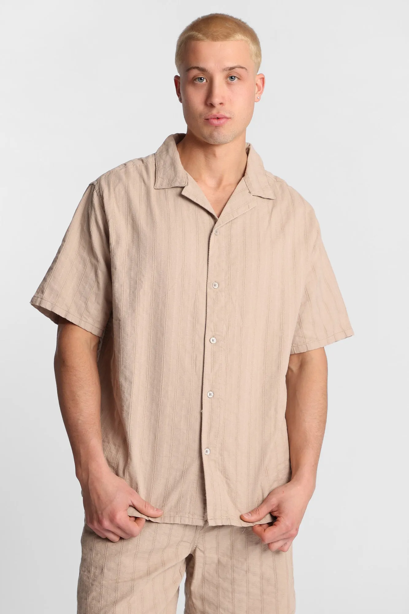 Textured Short Sleeve Button-Up Shirt sold by West49 product image thumbnail 2