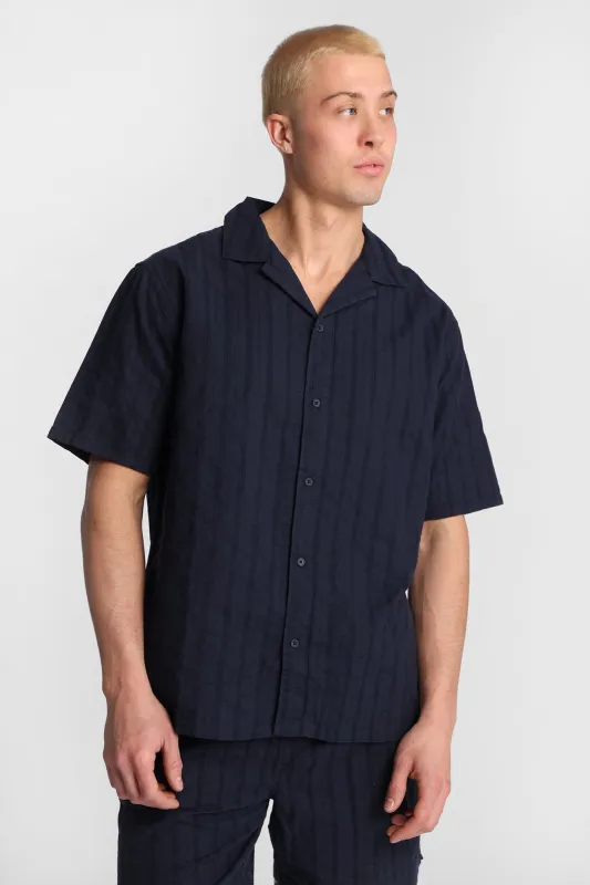Textured Short Sleeve Button-Up Shirt made by Bluenotes