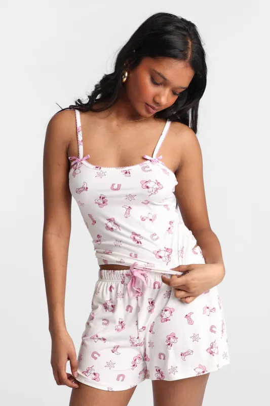 Ensemble camisole et short pyjama imprimé Peanuts Snoopy Western made by Peanuts