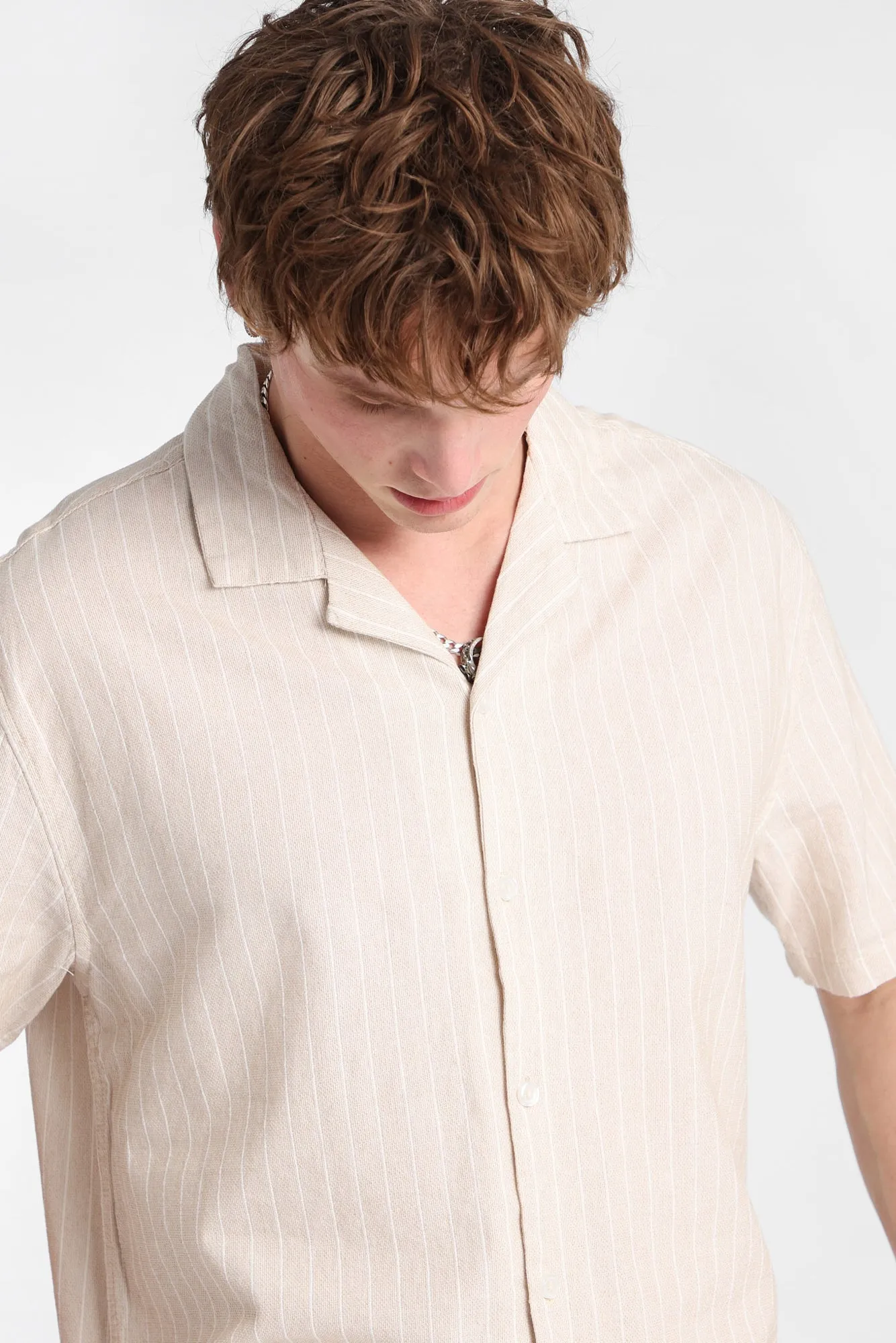 Textured Pinstriped Button-Up Shirt sold by West49 product image thumbnail 3