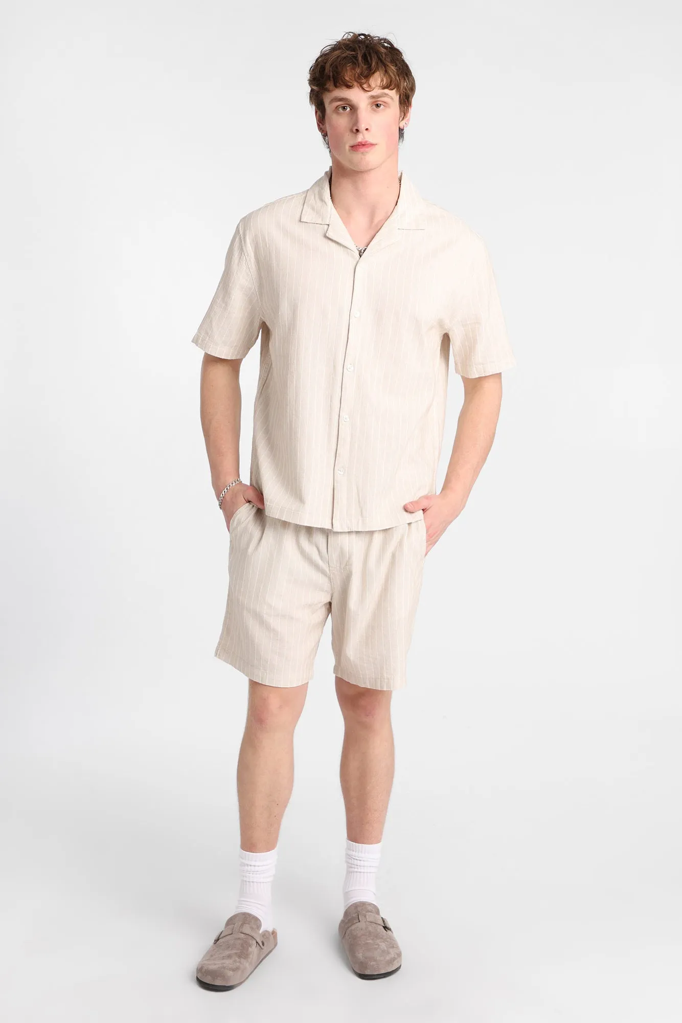 Textured Pinstriped Button-Up Shirt sold by West49 product image thumbnail 5