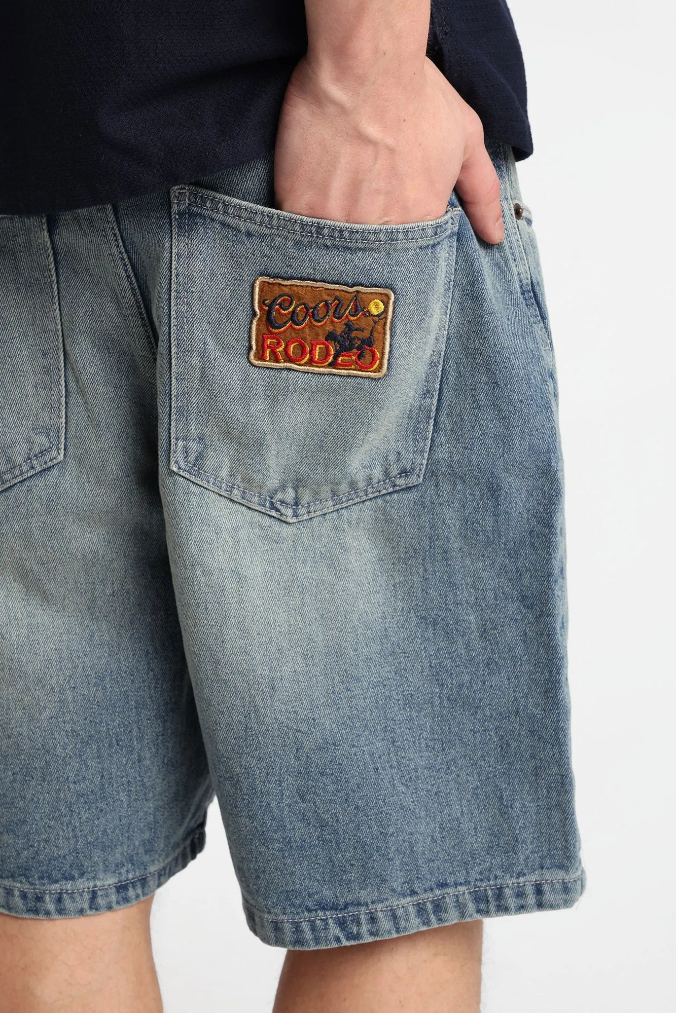 Coors Rodeo Embroidered Loose Denim Shorts sold by West49