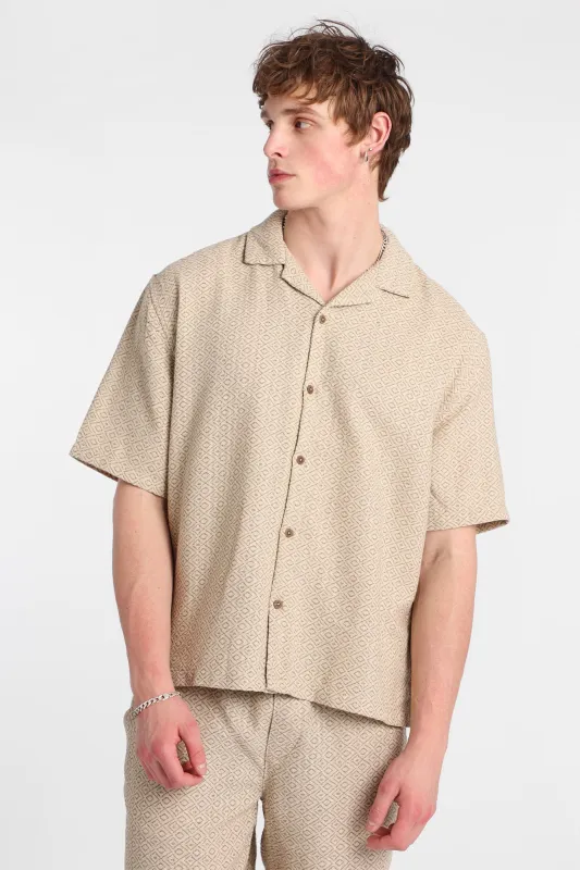 Chemise boutonnée texturée à motif géométrique made by Bluenotes