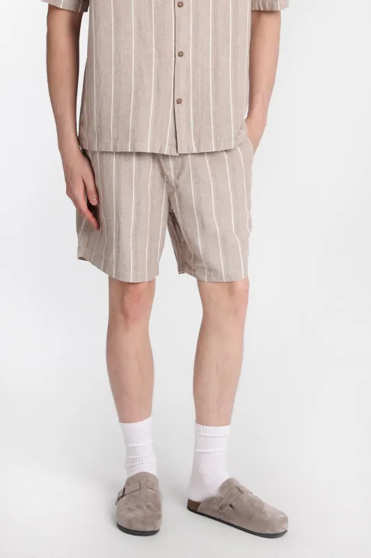Textured Striped Shorts made by Bluenotes