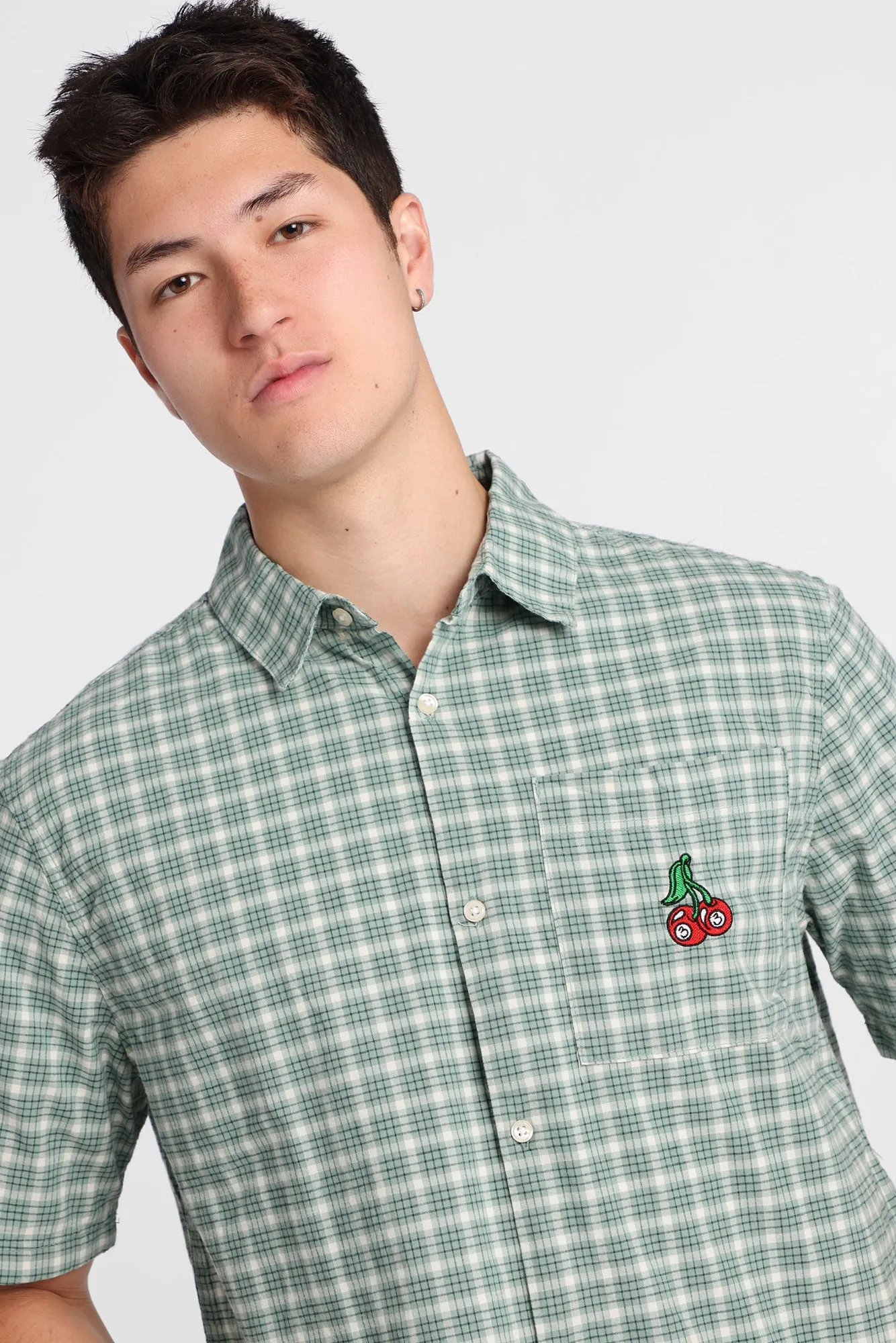 Chemise à carreaux brodé cerise sold by West49 product image thumbnail 2