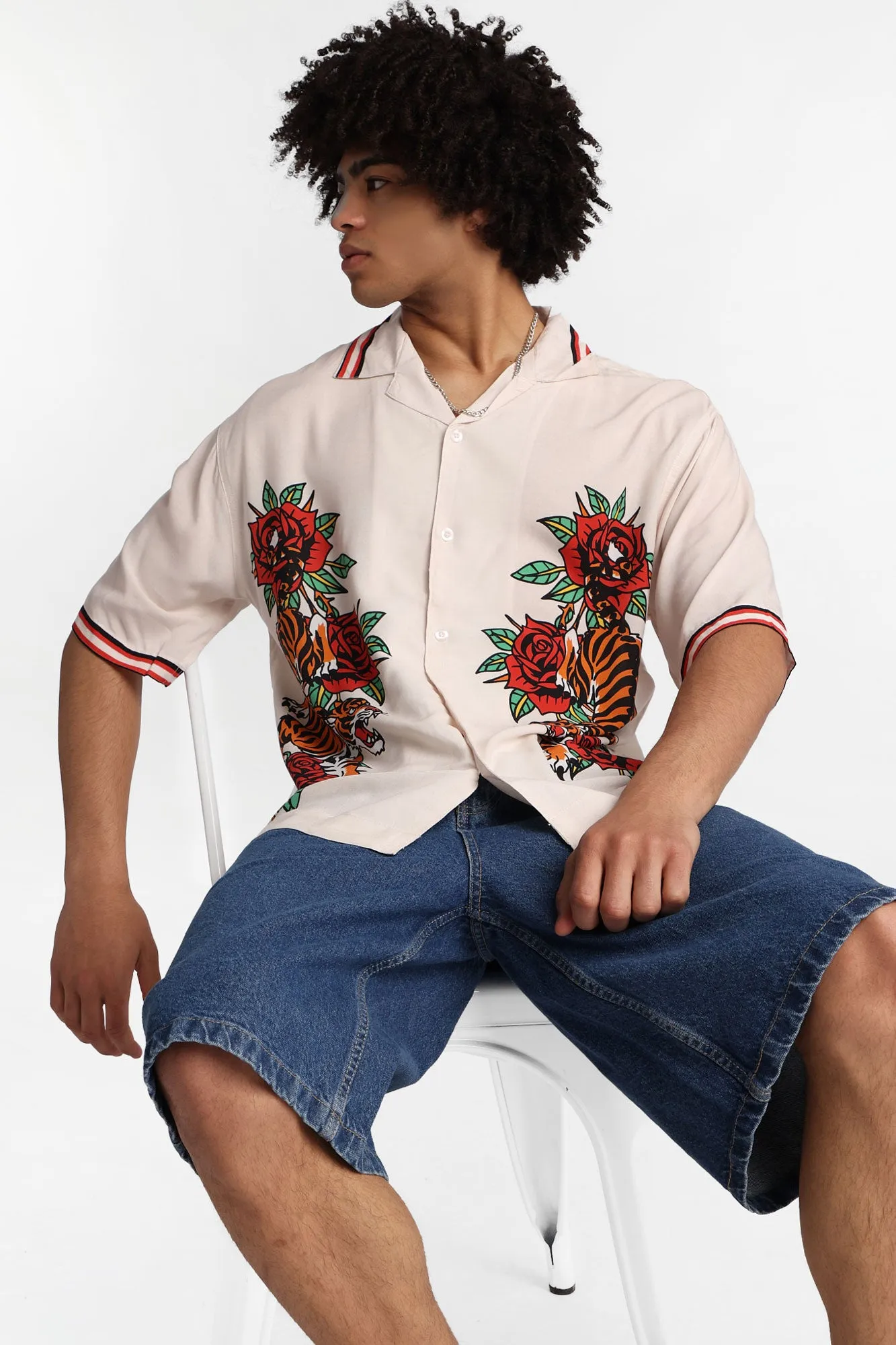 Arsenic Tiger & Rose Graphic Button-Up Shirt sold by West49 product image thumbnail 5