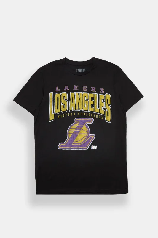 T-shirt imprimé à logo en maille Los Angeles Lakers made by West49