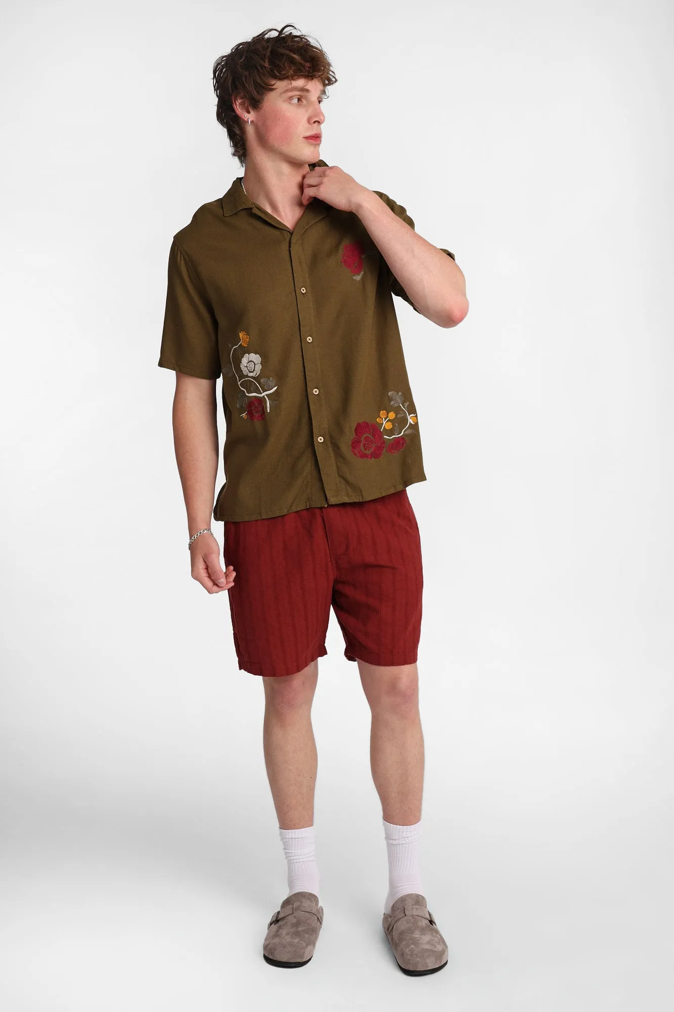 Floral Embroidered Linen-Blend Button-Up Shirt sold by West49 product image thumbnail 4