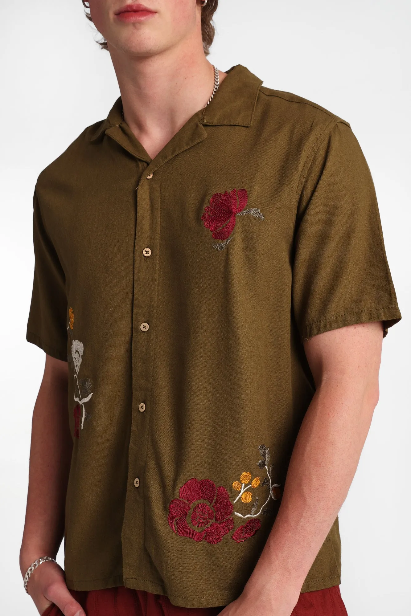 Floral Embroidered Linen-Blend Button-Up Shirt sold by West49 product image thumbnail 2