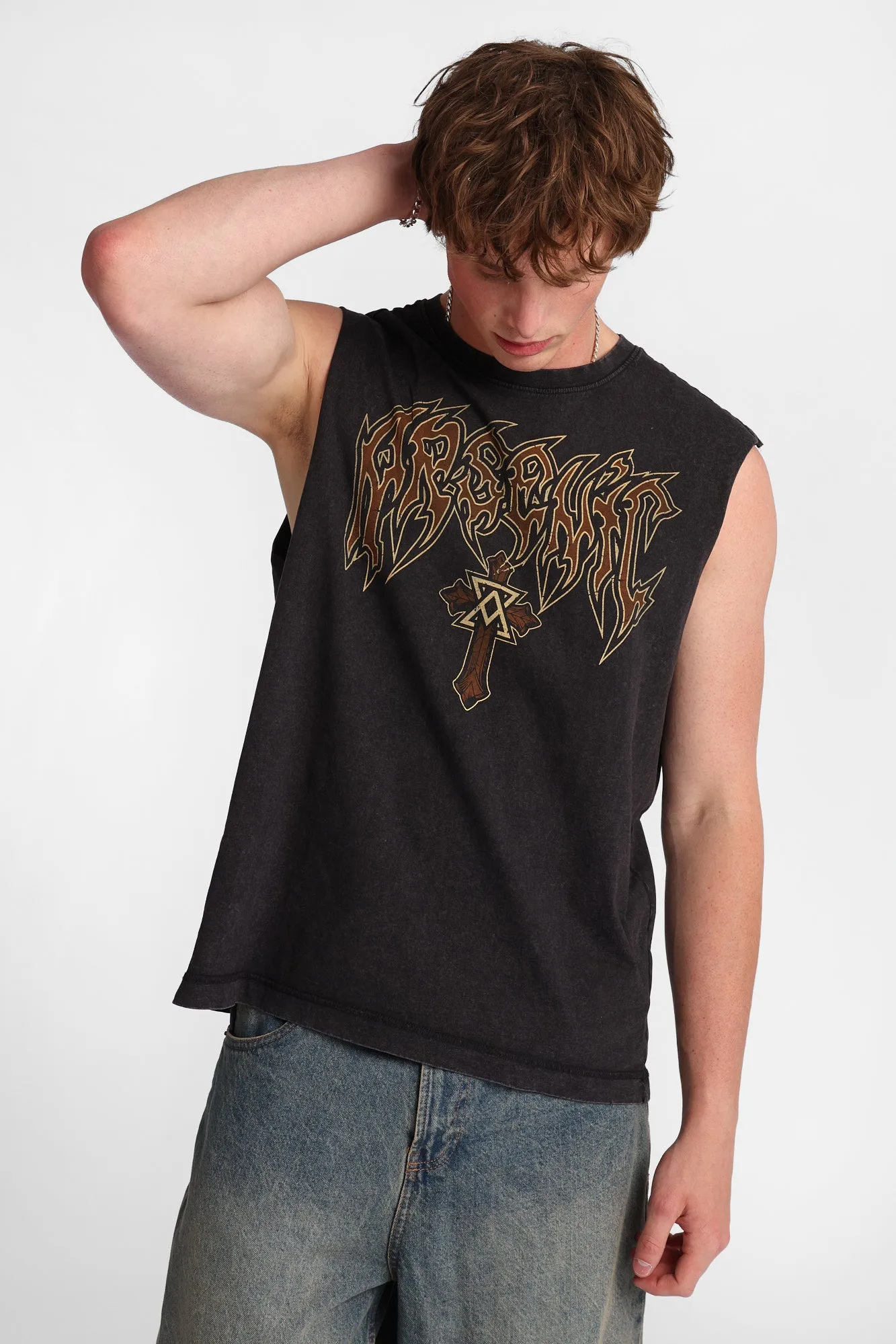 Arsenic Cross Graphic Tank Top sold by West49