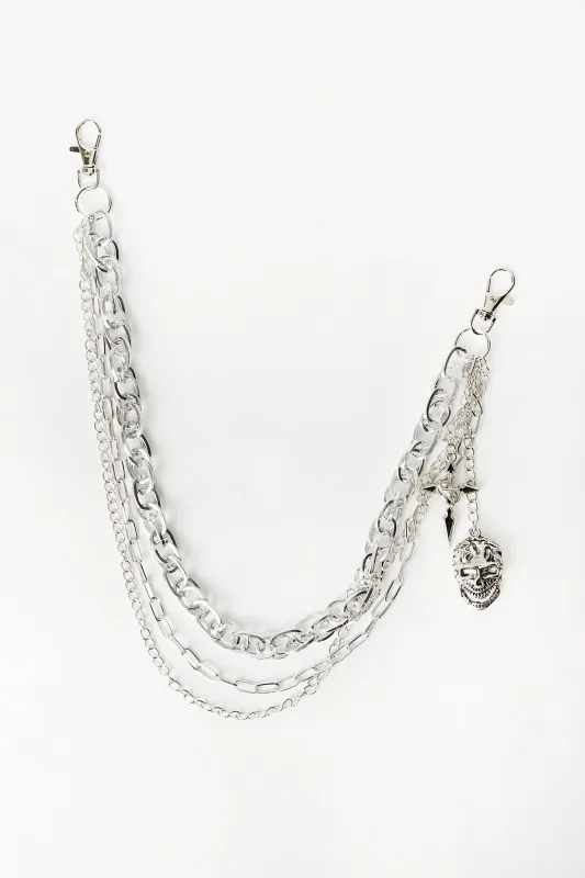 Arsenic Skull & Cross Charm Triple Layer Wallet Chain made by West49