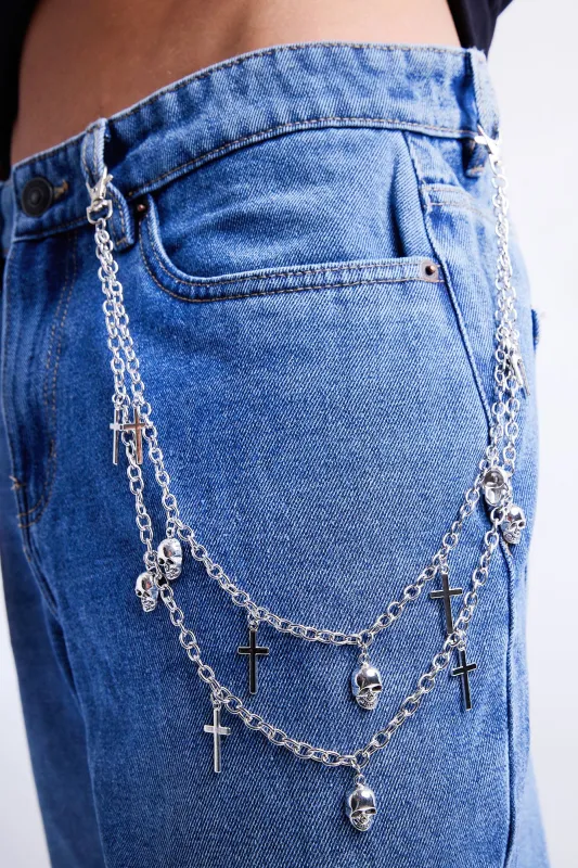Arsenic Skulls & Crosses Double Layer Wallet Chain made by West49