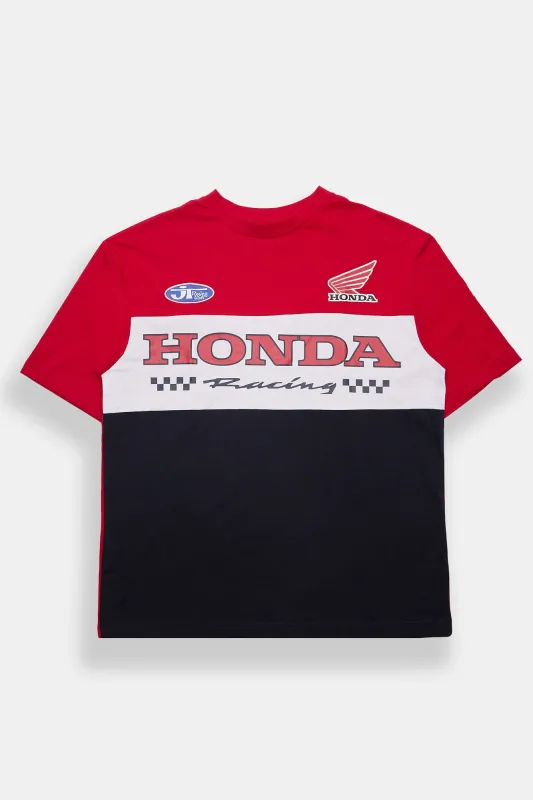 T-shirt bicolore surdimensionné imprimé Honda Racing made by West49