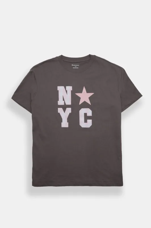T-shirt coupe boyfriend imprimé NYC made by Bluenotes
